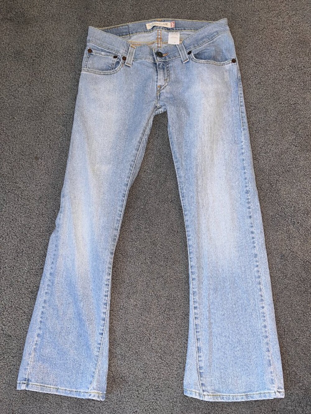 LEVI'S 527 SLOUCH FLARE LOW RISE HIP HUGGER JEANS WITH OVERSIZED HARDWARE - 11M